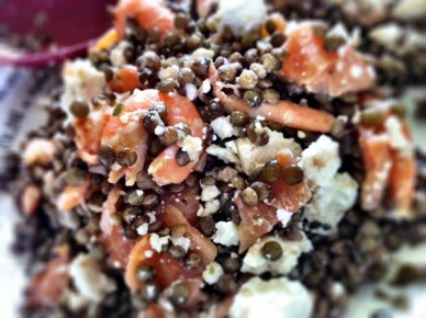 Salade de lentilles saumon feta